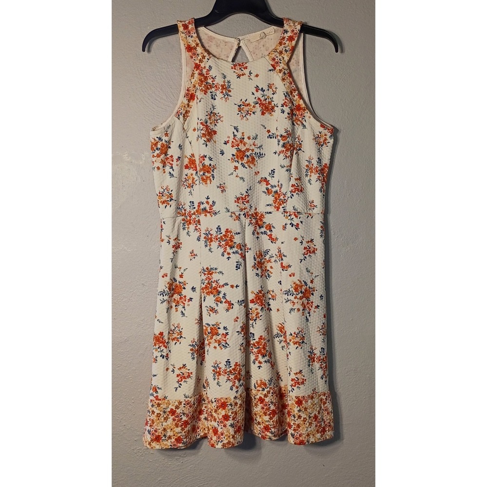 Rewind Women's Floral Fit & Flare Dress Size X Large Keyhole‎ Back Spring Dress